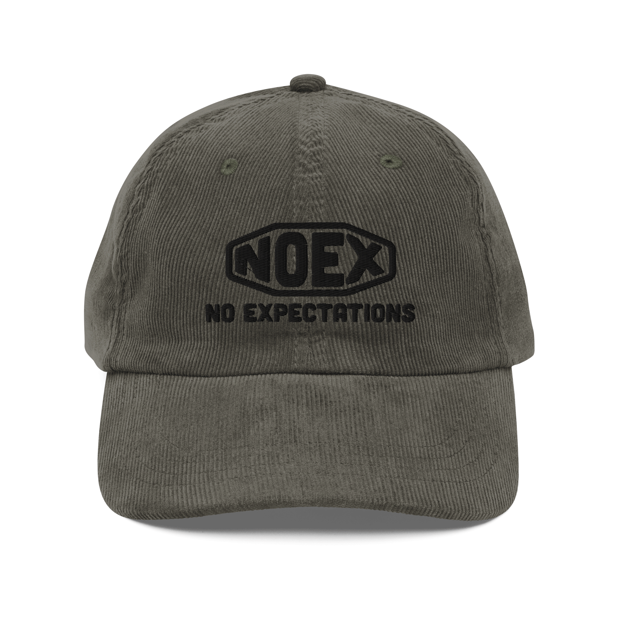 Unisex Embroidered Corduroy Hat featuring the No Expectations logo on the front, part of the No Expectations brand collection