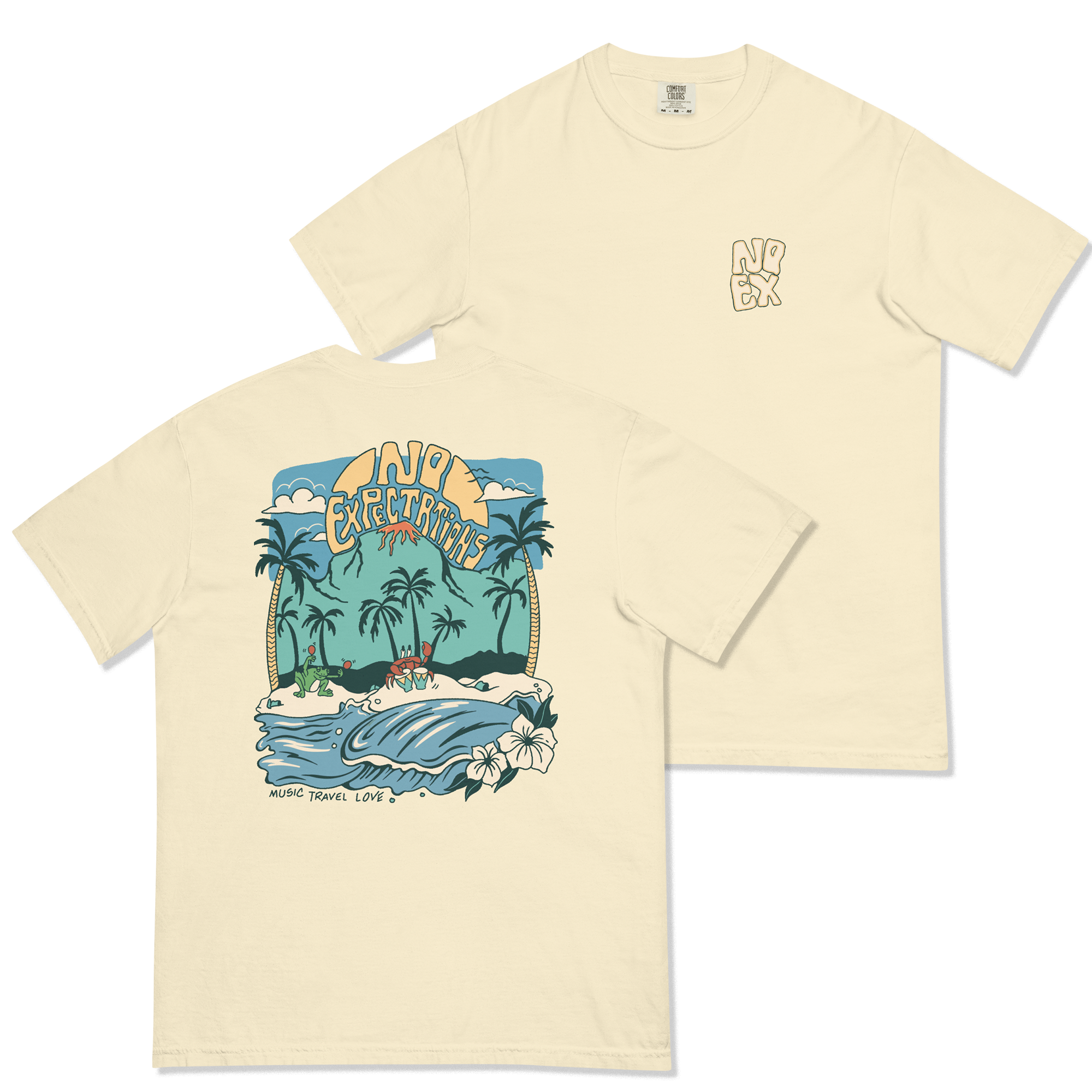 Soft and Durable Comfort Colors short sleeve t-shirt featuring the Island Beats Design part of the No Expectations brand collection Ivory