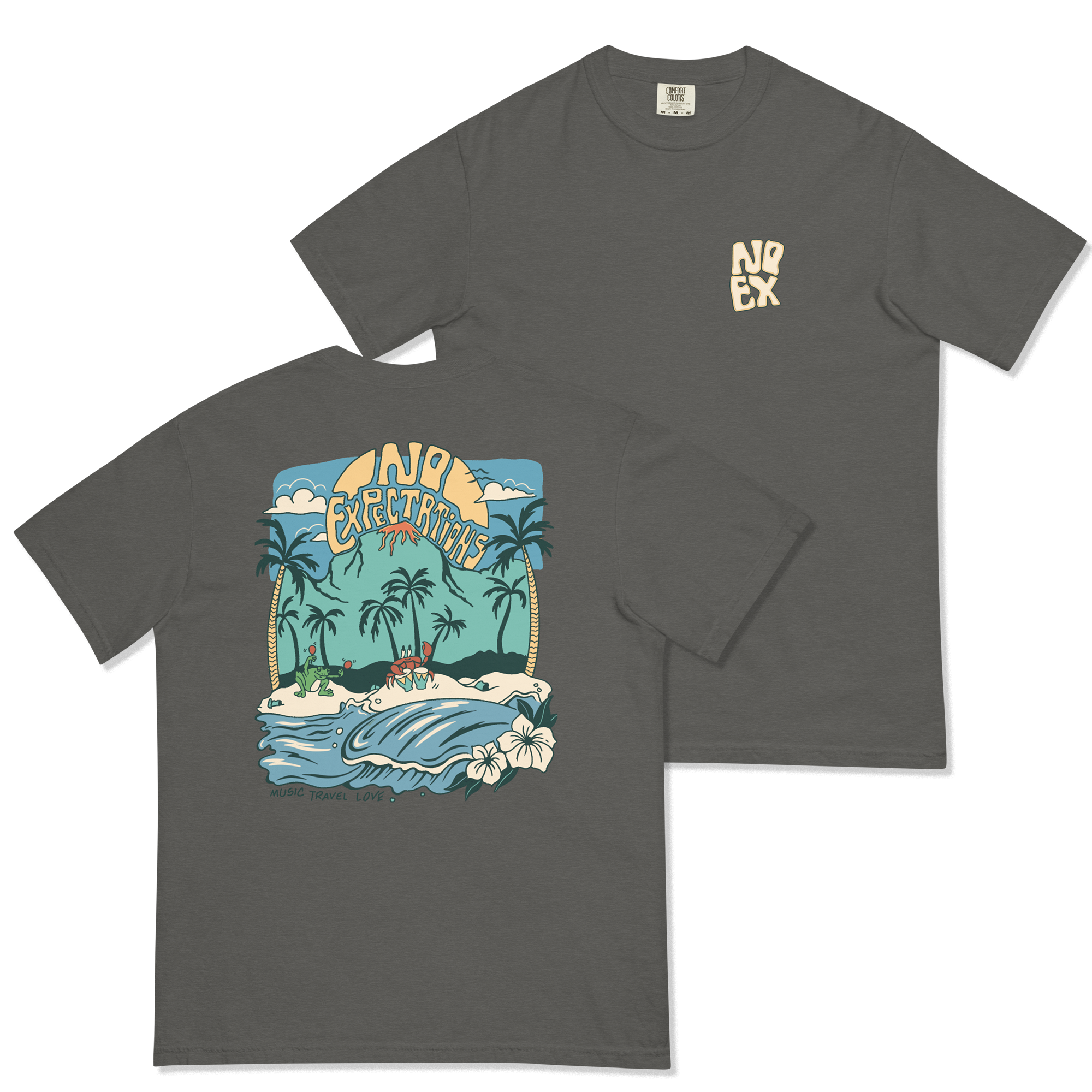 Soft and Durable Comfort Colors short sleeve t-shirt featuring the Island Beats Design part of the No Expectations brand collection Pepper