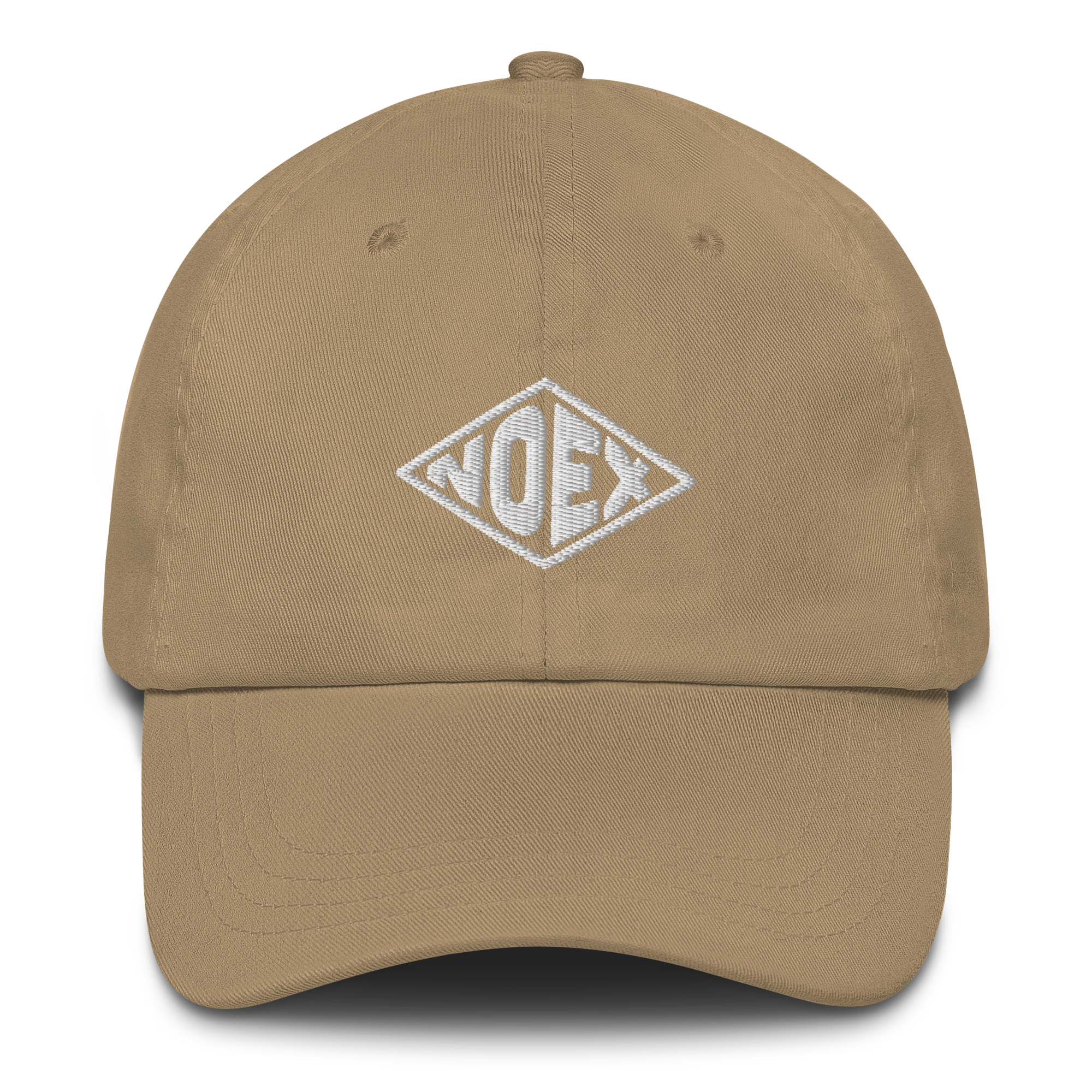 Unisex Embroidered Dad Hat featuring the No Expectations logo on the front, part of the No Expectations brand collection khaki