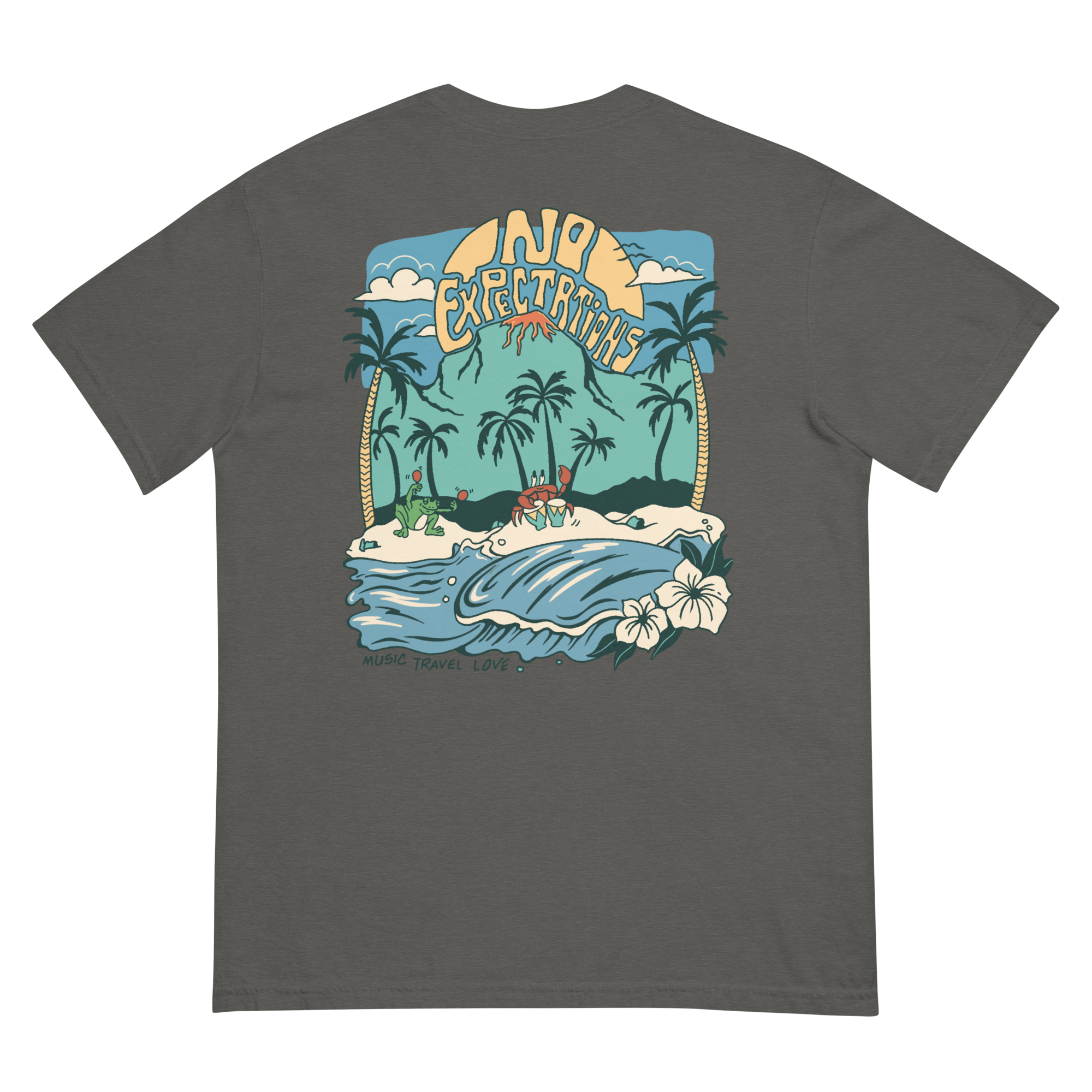 Soft and Durable Comfort Colors short sleeve t-shirt featuring the Island Beats Design part of the No Expectations brand collection Pepper
