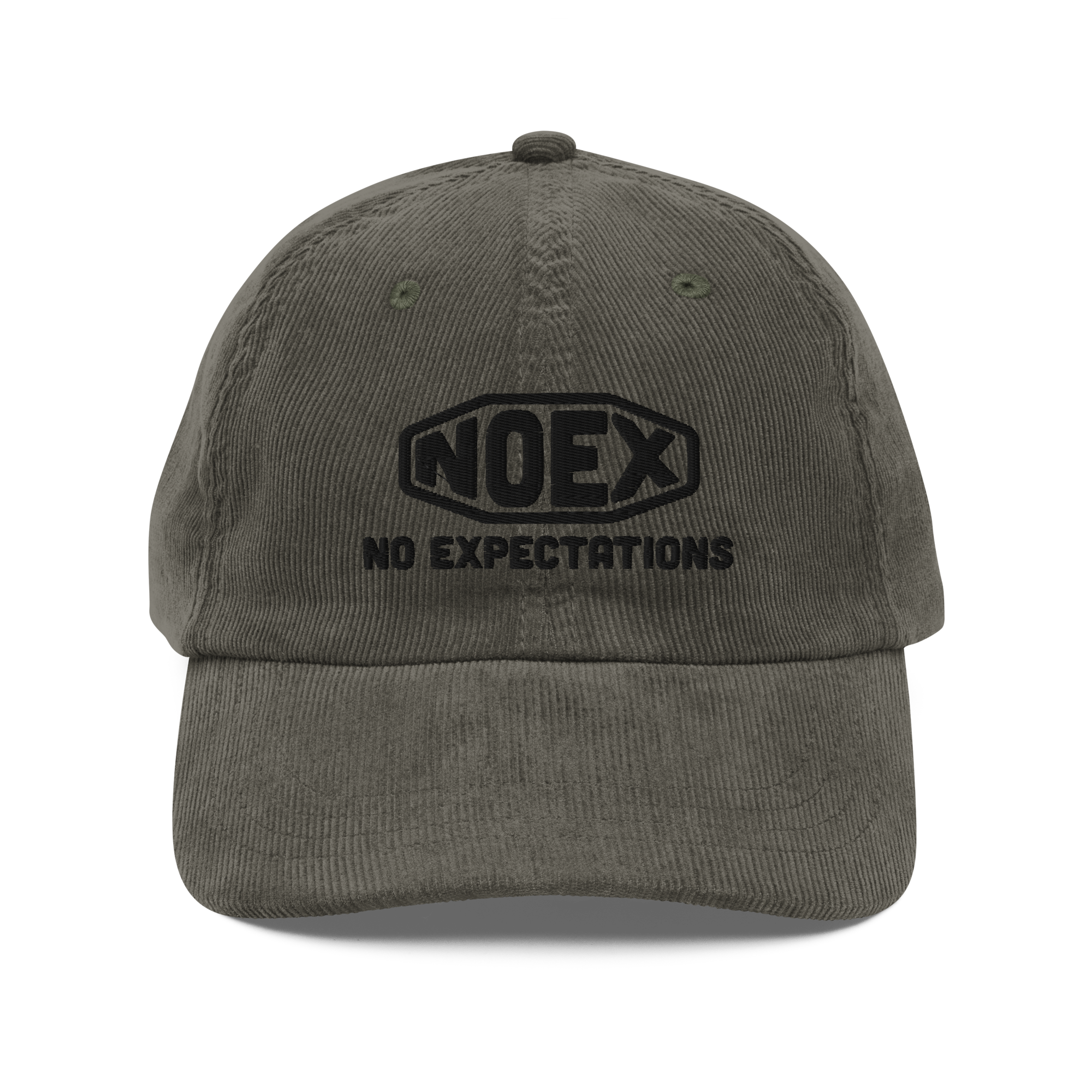 Unisex Embroidered Corduroy Hat featuring the No Expectations logo on the front, part of the No Expectations brand collection Olive