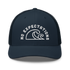 Unisex Embroidered Retro Trucker Hat featuring the No Expectations Wave logo on the front, part of the No Expectations brand collection Navy